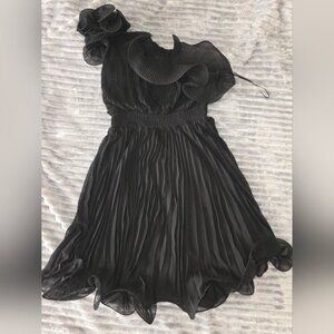 Double Zero Black Dress Medium One Shoulder Fully Lined Flared, Cocktail, Classy